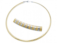 Stainless Steel Choker Satin Finish And 2 Tone CH-074A