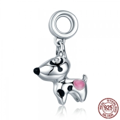 Authentic 100% 925 Sterling Silver Cute Puppy Doggy Dog Animal Pendant Charms fit Bracelets DIY Fine Jewelry SCC417 CHARM-0417