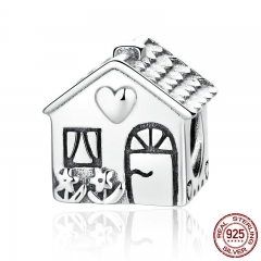Authentic 925 Sterling Silver Love Heart House Charms Fit Bracelets Families Gift Fine Jewelry PAS341 CHARM-0119