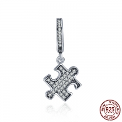 Authentic 925 Sterling Silver Dazzling Puzzle Dangle Charm Pendant fit Women Charm Bracelet & Necklaces jewelry SCC401 CHARM-0487