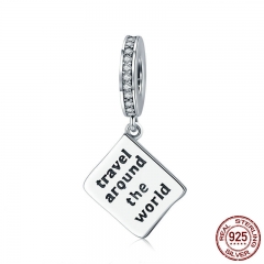 Hot Sale Genuine 925 Sterling Silver Travel Around World Passport Engrave Charm fit Bracelet & Necklace Jewelry SCC644 CHARM-0685