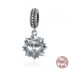 Authentic 100% 925 Sterling Silver Sun-god Pendant Charms fit Women Bracelets & Necklaces DIY Fine jewelry SCC280 CHARM-0486