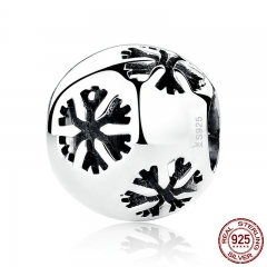 Christmas Gift Popular 925 Sterling Silver Snowflake Bead Charms fit Bracelets & Necklaces Fine Jewelry SCC070 CHARM-0148