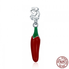 New Arrival 100% 925 Sterling Silver Red Chili Pepper Pendant Charm fit Women Charm Bracelet & Necklace Jewelry SCC530 CHARM-0647