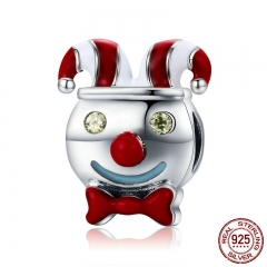 Authentic 100% 925 Sterling Silver Circus Clown Red Enamel Charm Beads fit Charm Bracelet Necklaces Jewelry Making SCC661 CHARM-0687