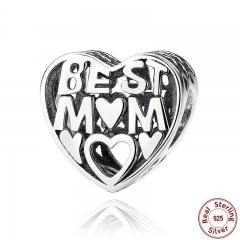 Mother Gift 925 Sterling Silver Jewelry BEST MOTHER CHARM Charms for Bracelet Women Accessories Fine Jewelry PAS278 CHARM-0100