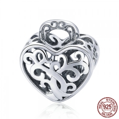 925 Sterling Silver Openwork Tree Leaves Leaf Heart Pave Beads fit Women Charm Bracelets Necklaces DIY Jewelry SCC726 CHARM-0783
