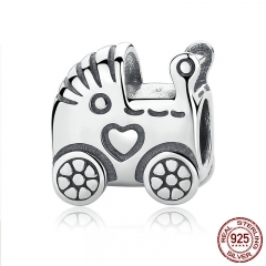 Authentic 925 Sterling Silver Baby Carriage Charm Charms fit Original Brand Bracelet Beads & Jewelry Making PAS308 CHARM-0116