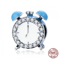 Authentic 100% 925 Sterling Silver Happy Time Clock Hour Bell Charm Beads fit Bracelet Necklaces Jewelry Making SCC659 CHARM-0716