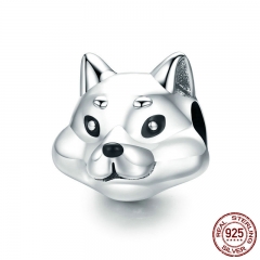 100% 925 Sterling Silver Lovely Animal Shiba Inu Dog Charm Beads fit Women Charm Bracelets & Bangles DIY Jewelry SCC833 CHARM-0861