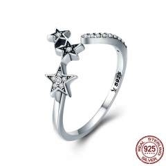 100% Authentic 925 Sterling Silver Stackable Star Adjustable Finger Ring for Women Sterling Silver Jewelry Gift SCR312 RING-0359