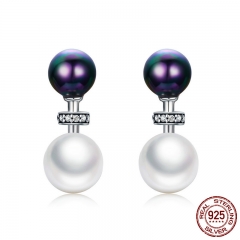 High Quality 100% 925 Sterling Silver Double Ball Elegant Exquisite Stud Earrings for Women Fashion Silver Jewelry SCE304 EARR-0322