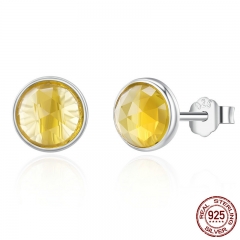 100% 925 Sterling Silver November Droplets Crystal Birthday Stone Stud Earrings for Women Sterling Silver Jewelry PAS526 EARR-0275
