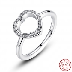 925 Sterling Silver Heart Be My Valentine Ring with Clear CZ Original New Collection Fine Jewelry PA7146 RING-0065