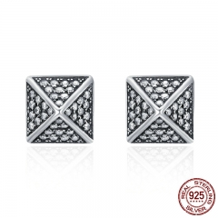 100% 925 Sterling Silver Exquisite Square & Spike CZ Female Stud Earrings for Women Sterling Silver Jewelry Gift SCE134 EARR-0226