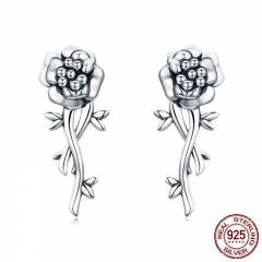 100% 925 Sterling Silver Pomegranate Flower Romantic Love Drop Earrings for Women Wedding Engagement Jewelry S925 SCE336 EARR-0342