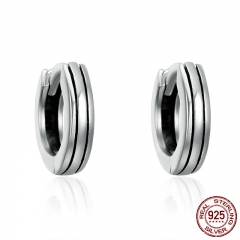 Classic 100% 925 Sterling Silver Hiphop Round Rock Hoop Earrings for Women Authentic Silver Jewelry Bijoux Gift SCE141 EARR-0205
