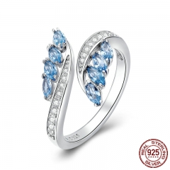 New Collection 925 Sterling Silver Butterfly Shape Light Blue CZ Finger Rings for Women Wedding Engagement Jewelry BSR005 RING-0441