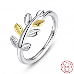 925 Sterling Silver Laurel Leaves Ring with Two Luxurious Leaves Original Jewelry for Women Wedding Ring Female PA7155 RING-0030