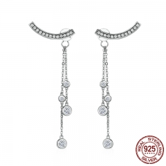 Design New 100% 925 Sterling Silver Swinging Light Long Tassel Drop Earrings for Women Sterling Silver Jewelry SCE140 EARR-0201
