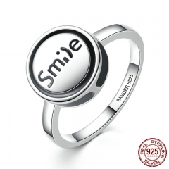Fashion Jewelry 925 Sterling Silver DIY Finger Ring "Smile" Round Shape Ring Women Fashion Jewelry SCR012 RING-0068