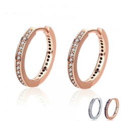 100% 925 Sterling Silver 4 Color Simple Gold Color Clear CZ Female Hoop Earrings for Women Fashion Jewelry Gift PAS530 EARR-0297