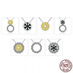 925 Sterling Silver Black Snowflake Yellow Flower DIY Pendants & Necklaces for Women Multifunctional Jewelry SCN058 NECK-0032