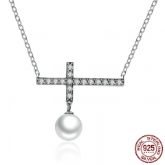 Vintage 925 Sterling Silver 45 CM Link Chain Fashion Cross Pendant Necklace For Women Jewelry SCN062 NECK-0036