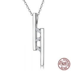 925 Sterling Silver Double T Bar Geocentric Dazzling CZ Pendant Necklaces Women Sterling Silver Jewelry Collares SCN127 NECK-0089