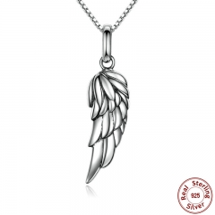 New Authentic 925 Sterling Silver Feather Wing Pendant Necklace High Quality Necklace Fine Jewelry SCN026 NECK-0010