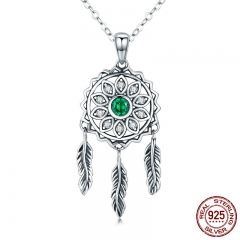 New Trendy Real 925 Sterling Silver Dream Catcher Holder Pendant Necklaces Women Fashion Sterling Silver Jewelry SCN263 NECK-0196