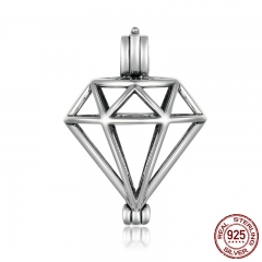 Genuine 925 Sterling Silver Geometric Shape Cage Pendant Fit Chain Necklaces for Women Authentic Silver Jewelry SCP014 CASE-0008