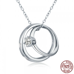 Romantic New 925 Sterling Silver Double Bell Clear CZ Wedding Pendant Necklace for Women Sterling Silver Jewelry SCN212 NECK-0168