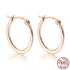 Authentic 925 Sterling Silver Classic Round Circle Big Hoop Earrings for Women Sterling Silver Earrings Jewelry SCE478 EARR-0562