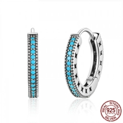 Fashion Genuine 925 Sterling Silver Round Circle Hoop Earrings for Women Geometric Earrings Silver Jewelry Gift SCE493 EARR-0556