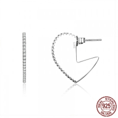 Romantic 925 Sterling Silver Valentine Heart Big Stud Earrings for Women Luminous Cubic Zircon Jewelry making SCE512 EARR-0600