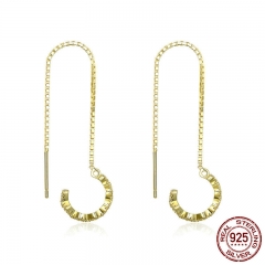 925 Sterling Silver Lure Long Chain Gold Color Geometric Drop Earrings for Women Authentic Silver Jewelry SCE468 EARR-0533