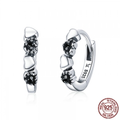 Genuine 925 Sterling Silver Heart to Heart Hoop Earrings Silver for Women Sterling Silver Fine Jewelry Gift SCE445 EARR-0540