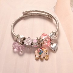 Stainless Steel Bracelet With Alloy Charms BS-1668