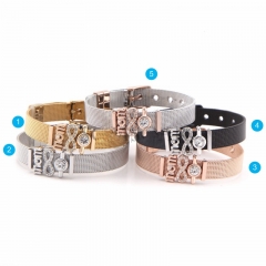 Stainless Steel Bracelet with Copper Charms BS-2024