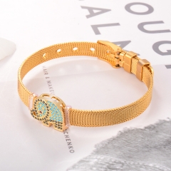 Stainless Steel Bracelet with Copper Charms BS-2025