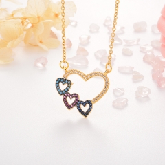 Stainless Steel Necklace with Copper Charms NS-0678B