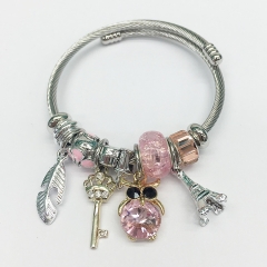 Stainless Steel Bracelet With Alloy Charms BS-1800D