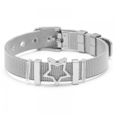 Fashion Personalized Mesh Stainless Steel Slide Custom Women Charm Bracelet with Aolly Charms BS-2120A