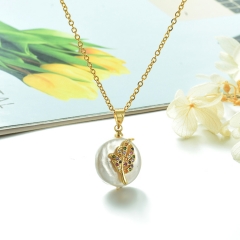 Stainless Steel Chain and Brass Pendant Necklace TTTN-0167