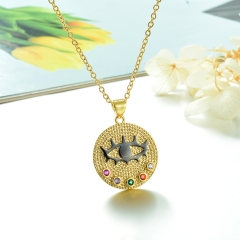 Stainless Steel Chain and Brass Pendant Necklace TTTN-0180