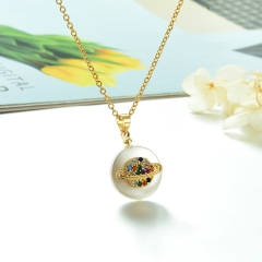 Stainless Steel Chain and Brass Pendant Necklace TTTN-0170