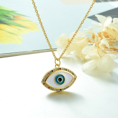 Stainless Steel Chain and Brass Pendant Necklace TTTN-0151A