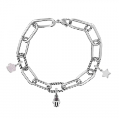 Stainless Steel Me Link Bracelet with Small Charms ML053