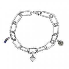 Stainless Steel Me Link Bracelet with Small Charms ML018